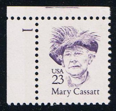 # 2181a (1988) Cassatt, Purple, OA tag, DG, perf 11 - Plt sgl, UL #1, MNH