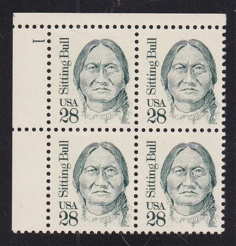 # 2183 (1989) Sitting Bull, Myrtle Green, LB tag, DG, perf 11 - PB, UL #1, MNH