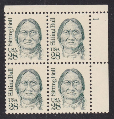 # 2183 (1989) Sitting Bull, Myrtle Green, LB tag, DG, perf 11 - PB, UR #1, MNH