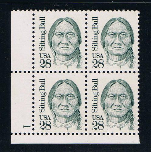 # 2183 (1989) Sitting Bull, Myrtle Green, LB tag, DG, perf 11 - PB, LL #1, MNH [2]
