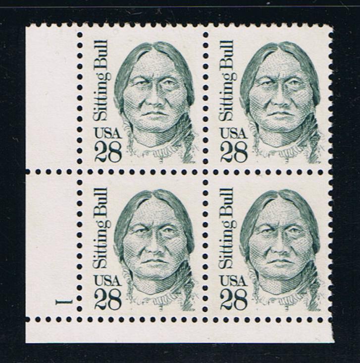 # 2183 (1989) Sitting Bull, Myrtle Green, LB tag, DG, perf 11 - PB, LL #1, MNH [2]