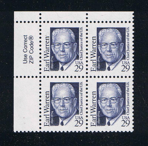 # 2184 (1992) Warren, Blue, MP tag, SG, perf 11 - Zip BK/4, UL, XF MNH