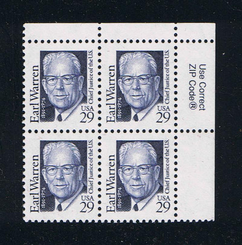 # 2184 (1992) Warren, Blue, MP tag, SG, perf 11 - Zip BK/4, UR, MNH