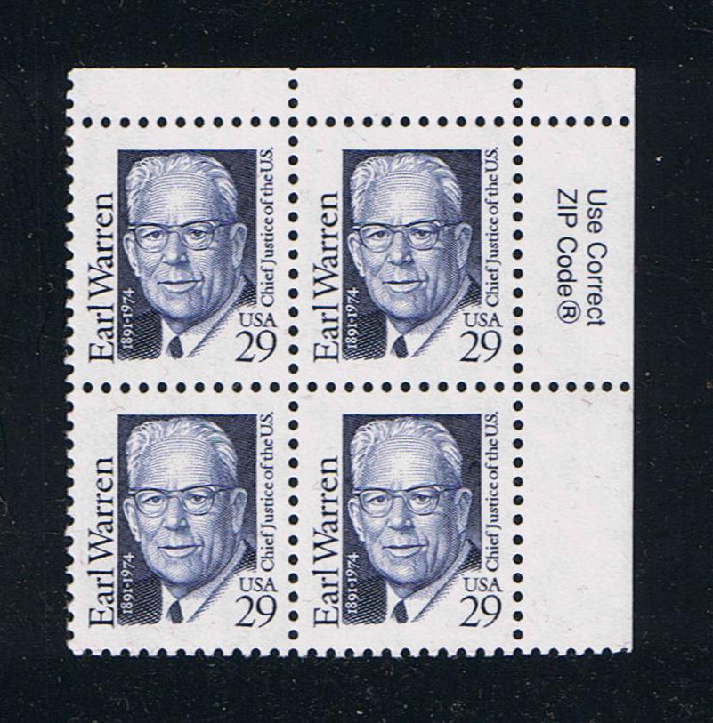 # 2184 (1992) Warren, Blue, MP tag, SG, perf 11 - Zip BK/4, UR, MNH