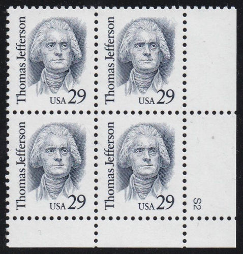 # 2185 (1993) Jefferson, Indigo, SP tag, LGG, perf 11.5 x 11 - PB, LR #S2, XF MNH