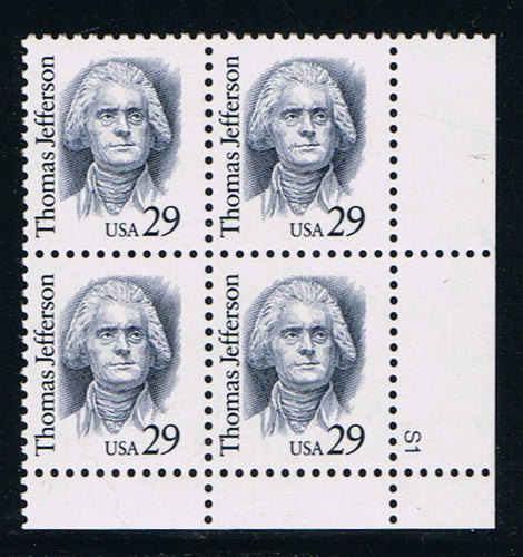 # 2185 (1993) Jefferson, Indigo, SP tag, LGG, perf 11.5 x 11 - PB, LR #S1, MNH