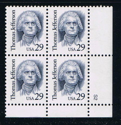 # 2185 (1993) Jefferson, Indigo, SP tag, LGG, perf 11.5 x 11 - PB, LR #S2, MNH