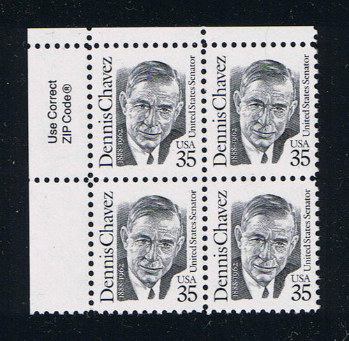 # 2186 (1991) Chavez, Black, MP tag, SG, perf 11 - Zip BK/4, UL, MNH