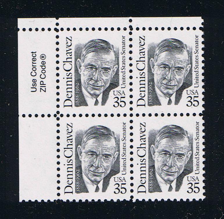 # 2186 (1991) Chavez, Black, MP tag, SG, perf 11 - Zip BK/4, UL, MNH