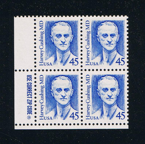 # 2188 (1988) Cushing, Bright Blue, LB tag, DG, perf 11 - Zip BK/4, LL, MNH