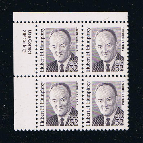 # 2189 (1991) Humphrey, Purple, SP tag, DG, perf 11 - Zip BK/4, UL, MNH