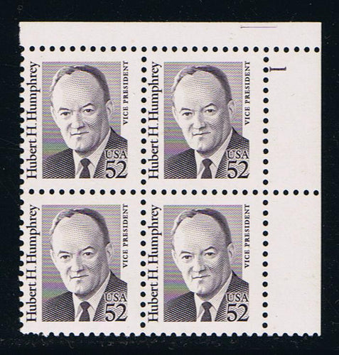 # 2189 (1991) Humphrey, Purple, SP tag, DG, perf 11 - PB, UR #1, FVF MNH