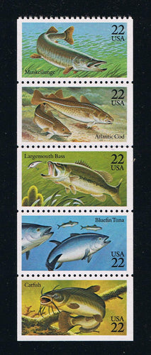 # 2209a (1986) Fish - Bklt pane, No Tab, MNH, AT FACE