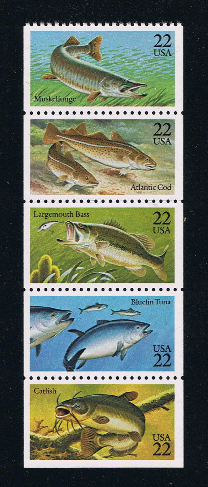 # 2209a (1986) Fish - Bklt pane, No Tab, MNH, AT FACE