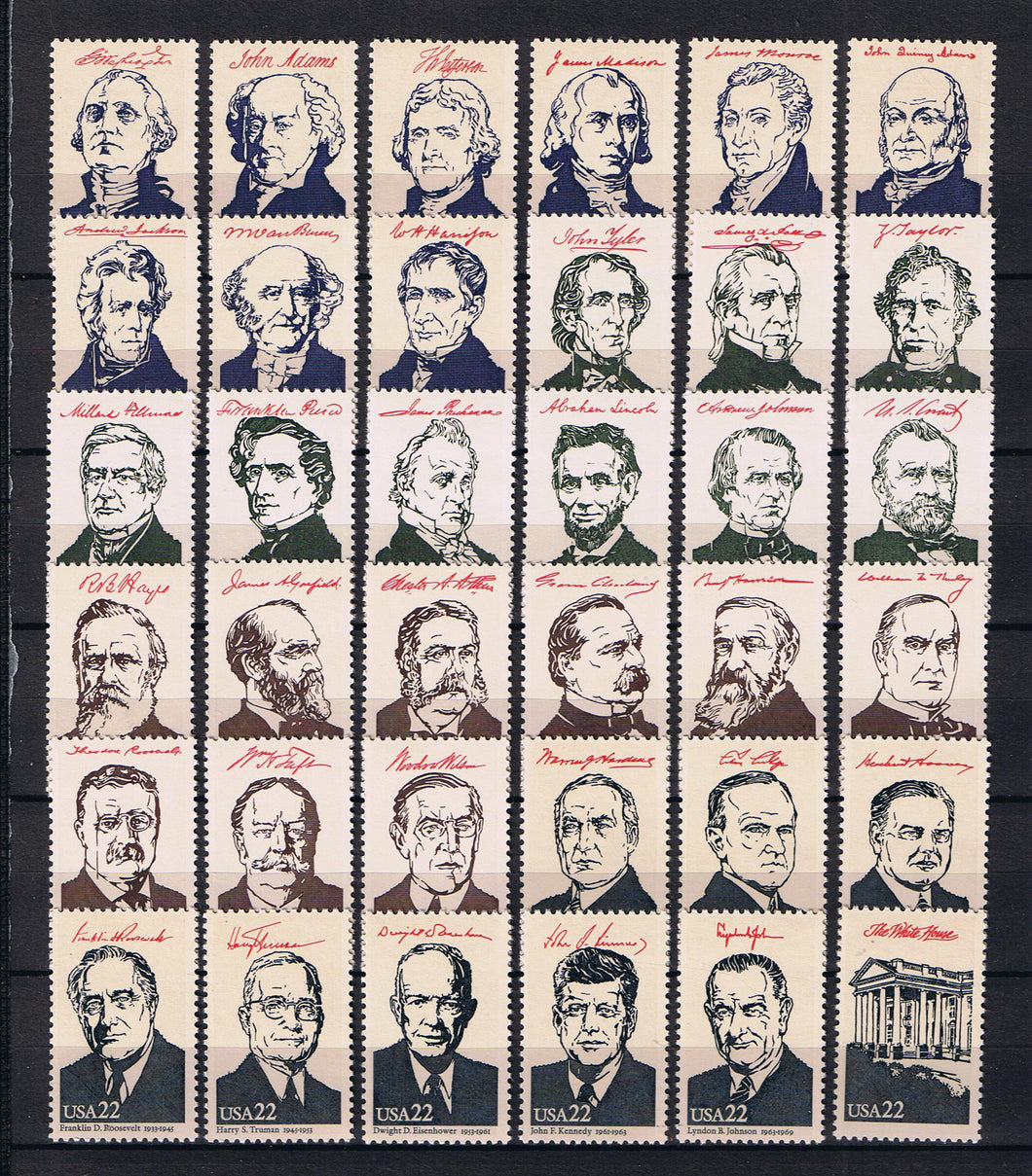 # 2216-19 (1986) Ameripex '86 Presidents - Sgls, Set/36, MNH