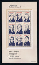 # 2216-19 (1986) Ameripex Presidents - S/S, MNH