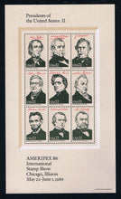 # 2216-19 (1986) Ameripex Presidents - S/S, MNH