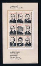 # 2216-19 (1986) Ameripex Presidents - S/S, MNH