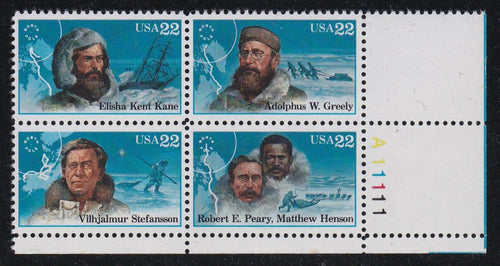 # 2220-23 (1986) Arctic Explorers - PB, LR #A11111, VF/XF MNH