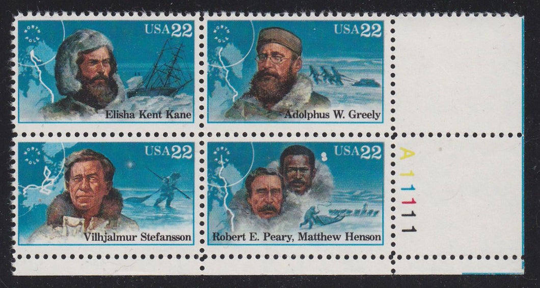 # 2220-23 (1986) Arctic Explorers - PB, LR #A11111, MNH