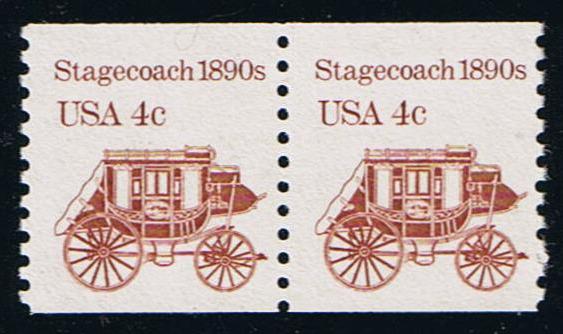 # 2228 (1986) 1890's Stagecoach, DG, Block Tag - Coil pr, MNH