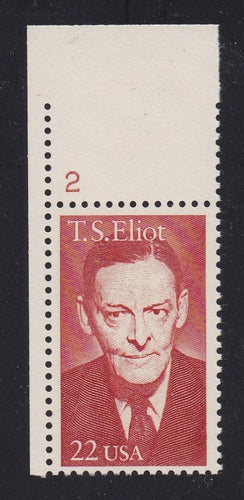 # 2239 (1986) TS Eliot - Plt sgl, UL #2, MNH
