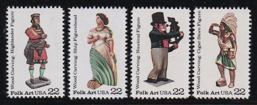 # 2240-43 (1986) Woodcarved Figurines - Sgls, Set/4, MNH