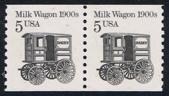 # 2253 (1987) 1900's Milk Wagon, Tag - Coil pr, MNH