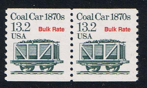 # 2259 (1988) 1870's Coal Car, Not Tag - Coil pr, MNH