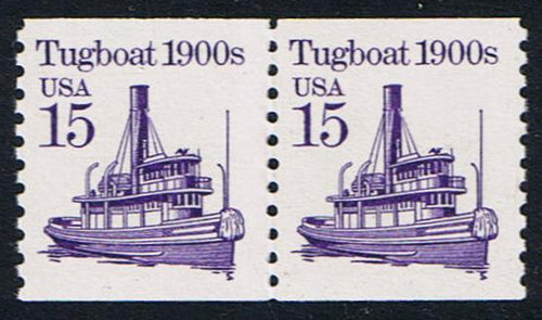 # 2260 (1988) 1900's Tugboat, Block Tag - Coil pr, MNH
