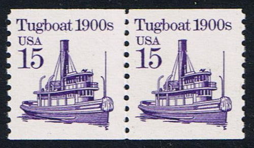 # 2260a (1988) 1900's Tugboat, OA Tag - Coil pr, MNH