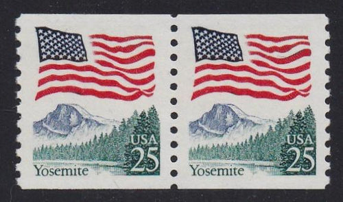 # 2280 (1988) Flag over Yosemite Coil, Block Tag - Coil pr, MNH