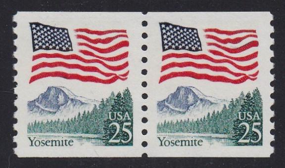 # 2280 (1988) Flag over Yosemite Coil, Block Tag - Coil pr, MNH