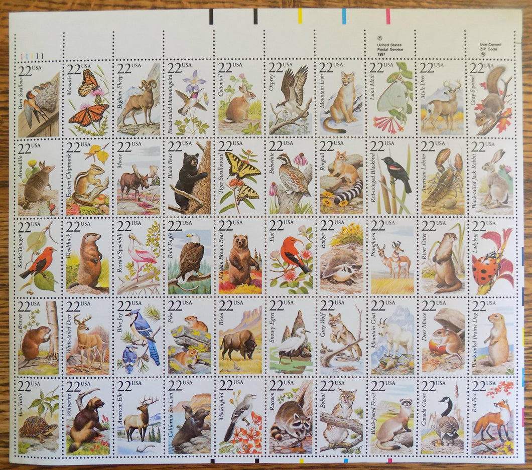 # 2286-2335 (1987) Wildlife - Pane, UL, MNH