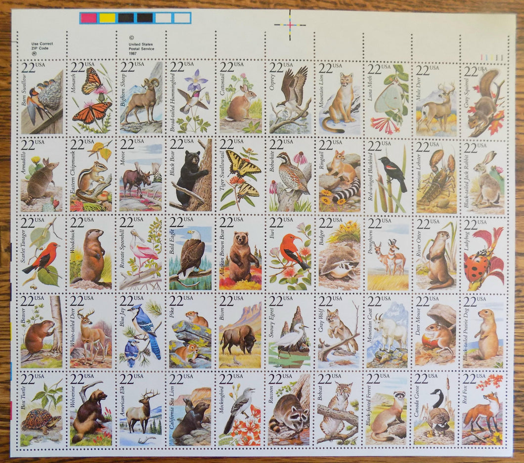 # 2286-2335 (1987) Wildlife - Pane, UR, MNH