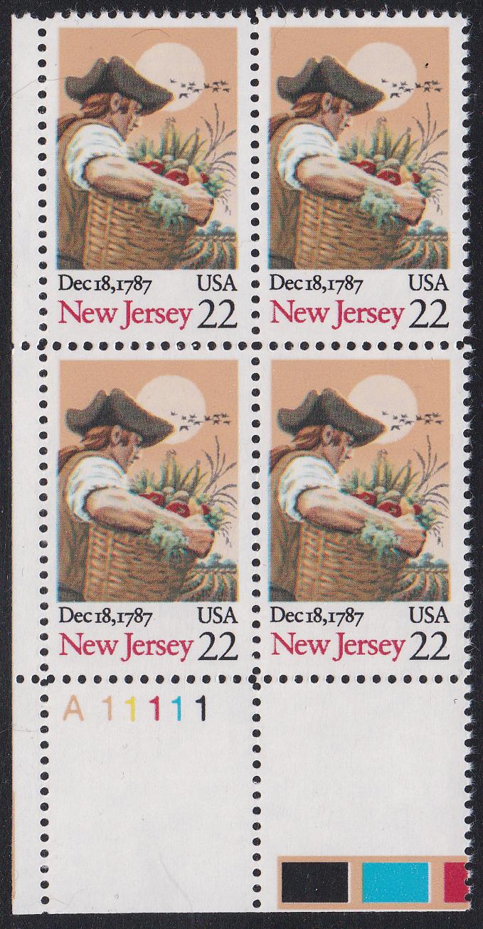 # 2338 (1987) New Jersey - PB, LL #A11111, MNH