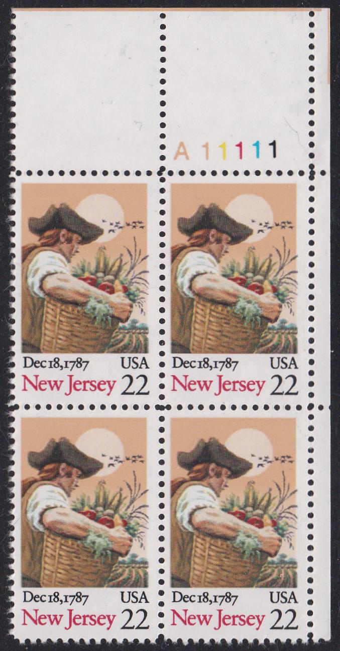 # 2338 (1987) New Jersey - PB, UR #A11111, MNH
