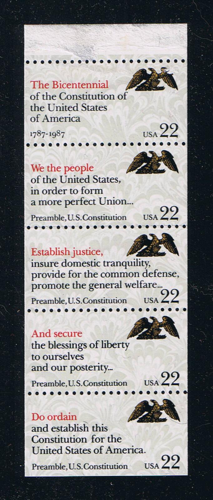 # 2359a (1987) Constitution Preamble - Bklt pane, no #, MNH