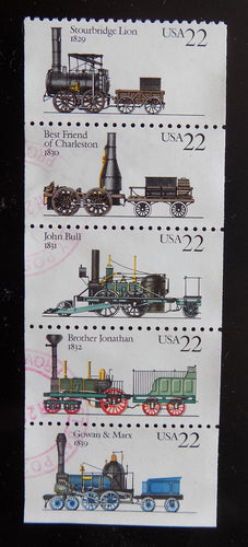 # 2366a (1987) Steam Locomotives - Bklt pane, Used