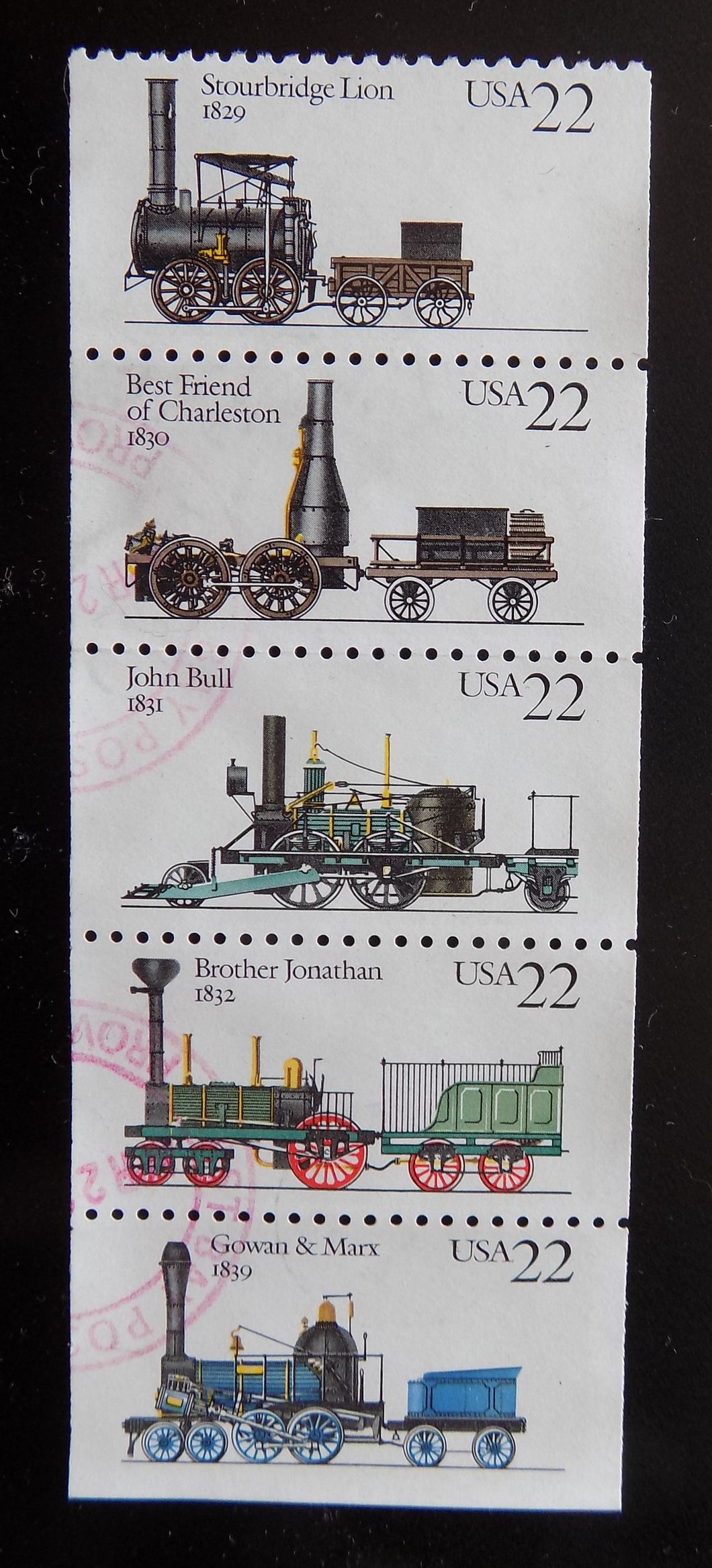 # 2366a (1987) Steam Locomotives - Bklt pane, Used