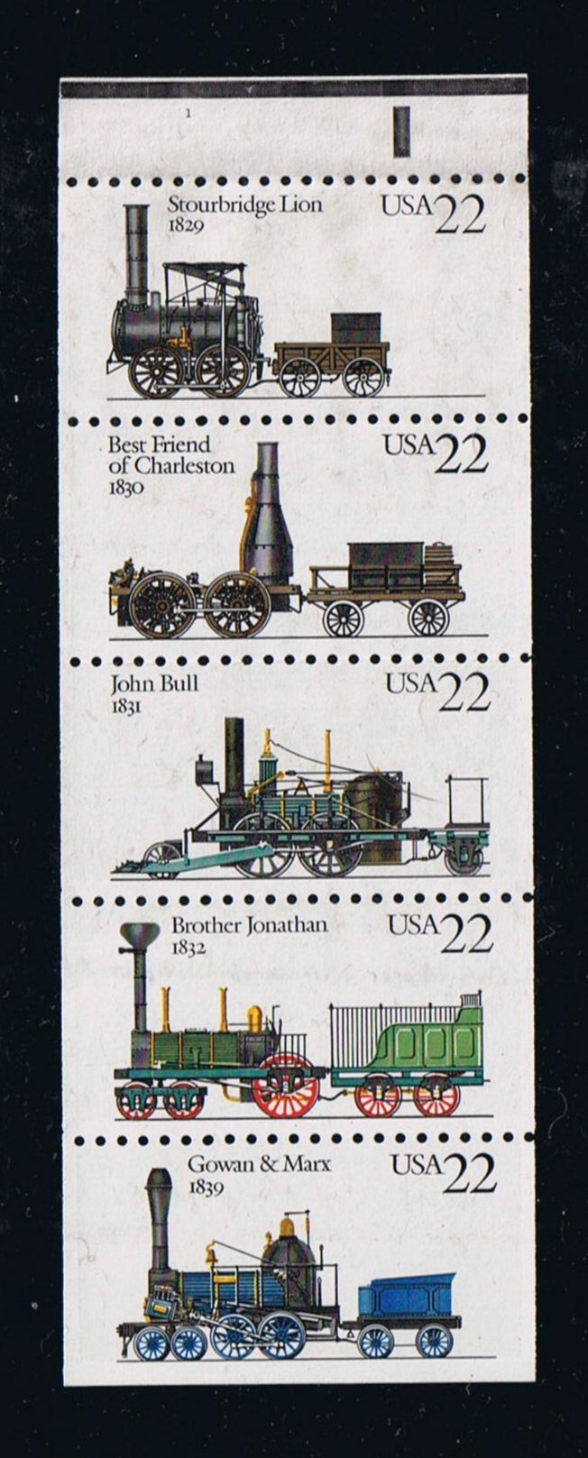 # 2366a (1987) Steam Locomotives - Bklt pane, #1, MNH