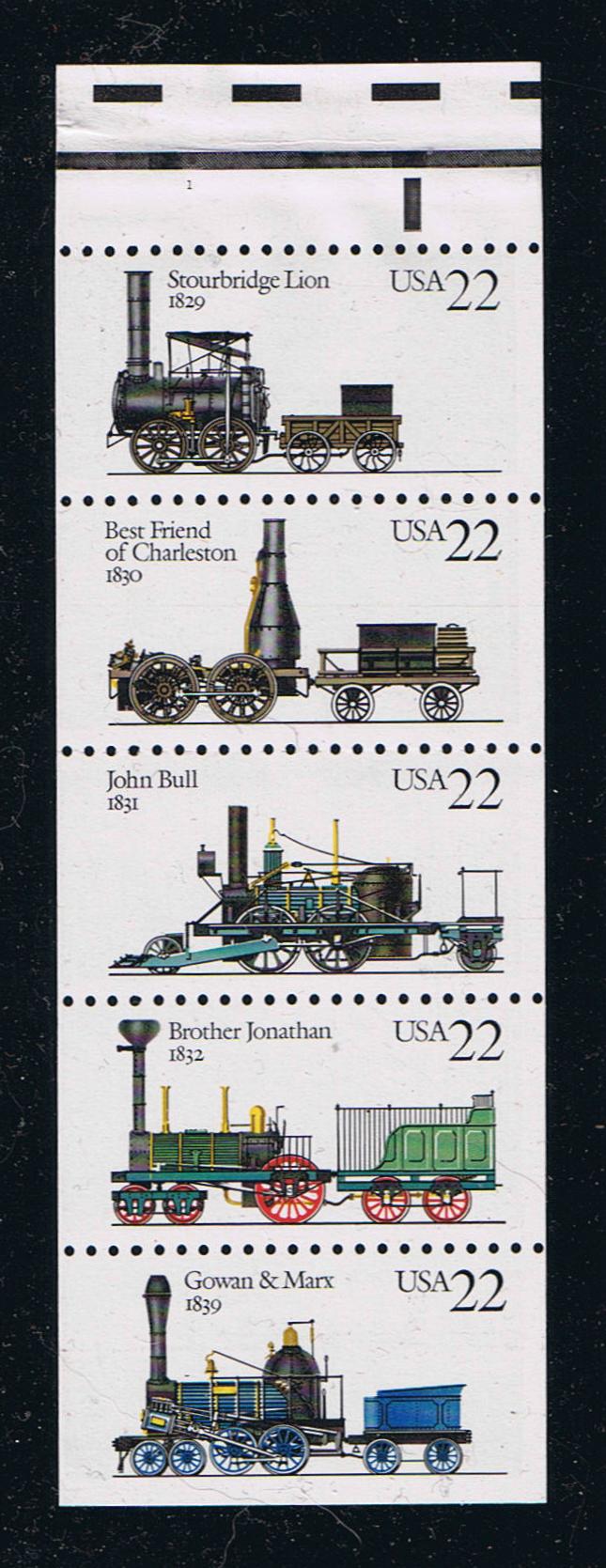 # 2366a (1987) Steam Locomotives, Type I EE - Bklt pane, #1, MNH