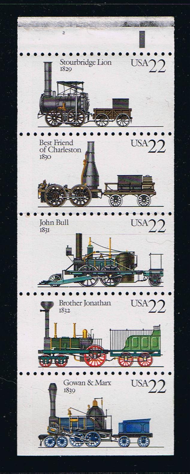 # 2366a (1987) Steam Locomotives - Bklt pane, #2, MNH