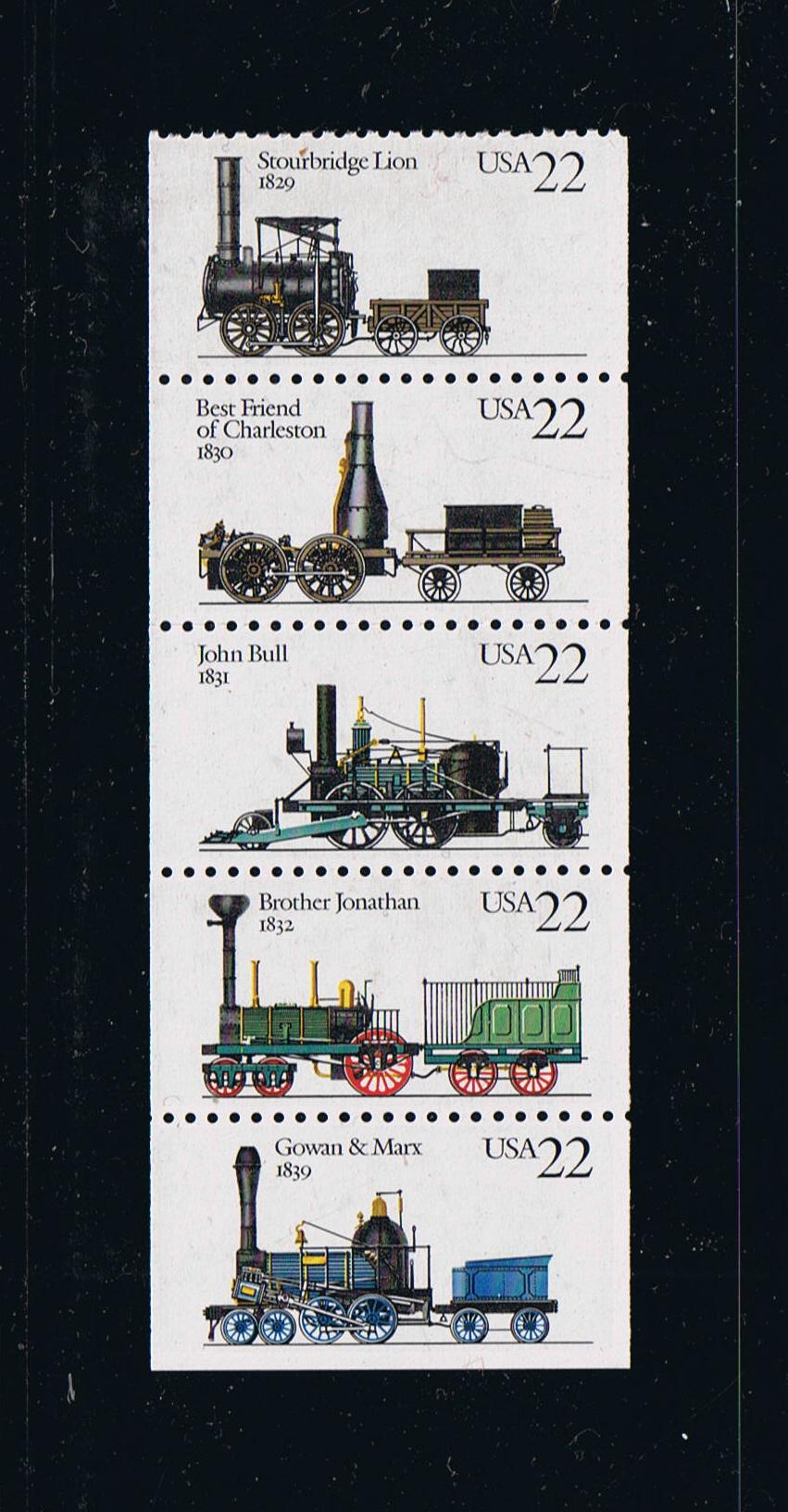 # 2366a (1987) Steam Locomotives - Bklt pane, No Tab, MNH