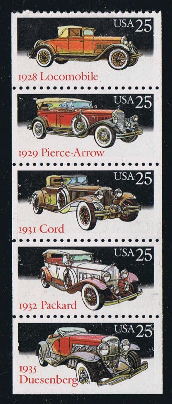 # 2385a (1988) Classic Cars - Bklt pane, No tab, MNH