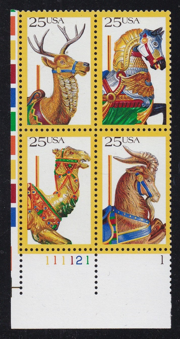 # 2390-93 (1988) Carousel Animals - PB, LL #111121-1, MNH