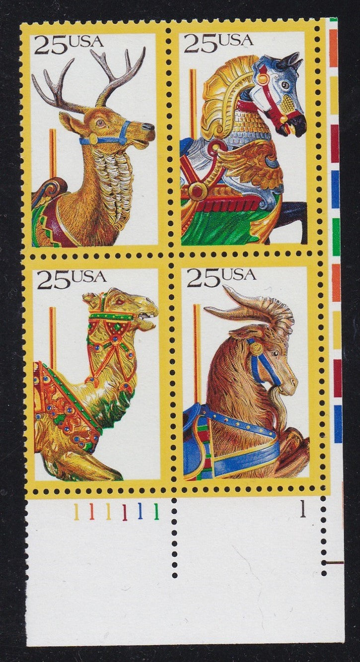 # 2390-93 (1988) Carousel Animals - PB, LR #111111-1, MNH