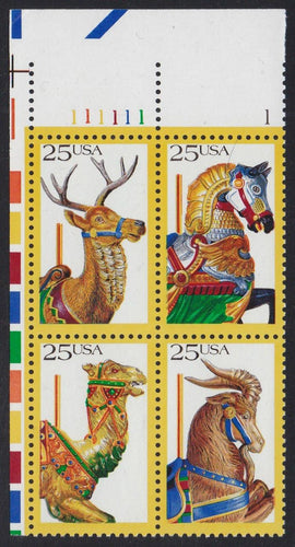 # 2390-93 (1988) Carousel Animals - PB, UL #111111-1, MNH