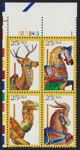 # 2390-93 (1988) Carousel Animals - PB, UL #323243-1, MNH
