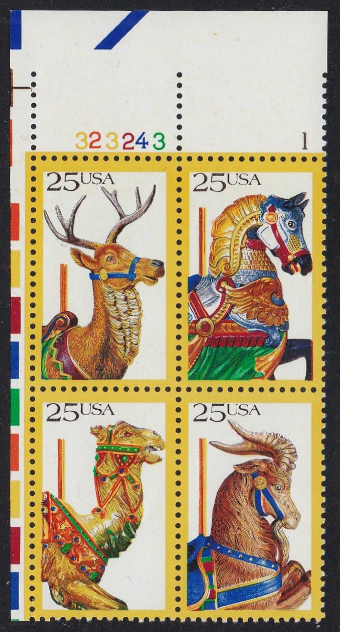# 2390-93 (1988) Carousel Animals - PB, UL #323243-1, MNH